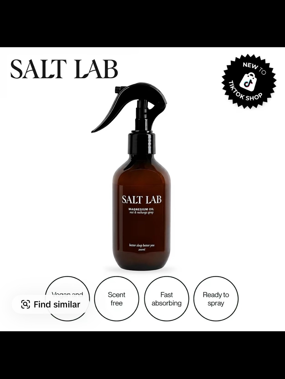 Salt Lab Magnesium Oil Spray 200ml | Topical Magnesium for Relaxation & Daily